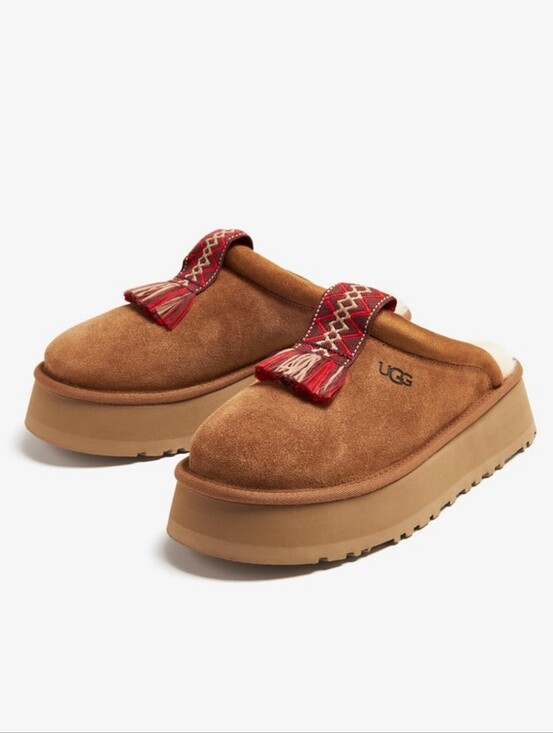UGG Shoes - NWOT UGG Women's Tazzle Slippers Chestnut Suede Platform Tassel Mules Size 8